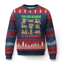 Funny Xmas Tis The Season To Be Naughty Ugly Christmas Sweater Xmas Adult Humor Gingerbread - Wonder Print Shop