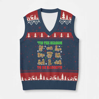 Funny Xmas Tis The Season To Be Naughty V-Neck Knit Sweater Vest Xmas Adult Humor Gingerbread - Wonder Print Shop