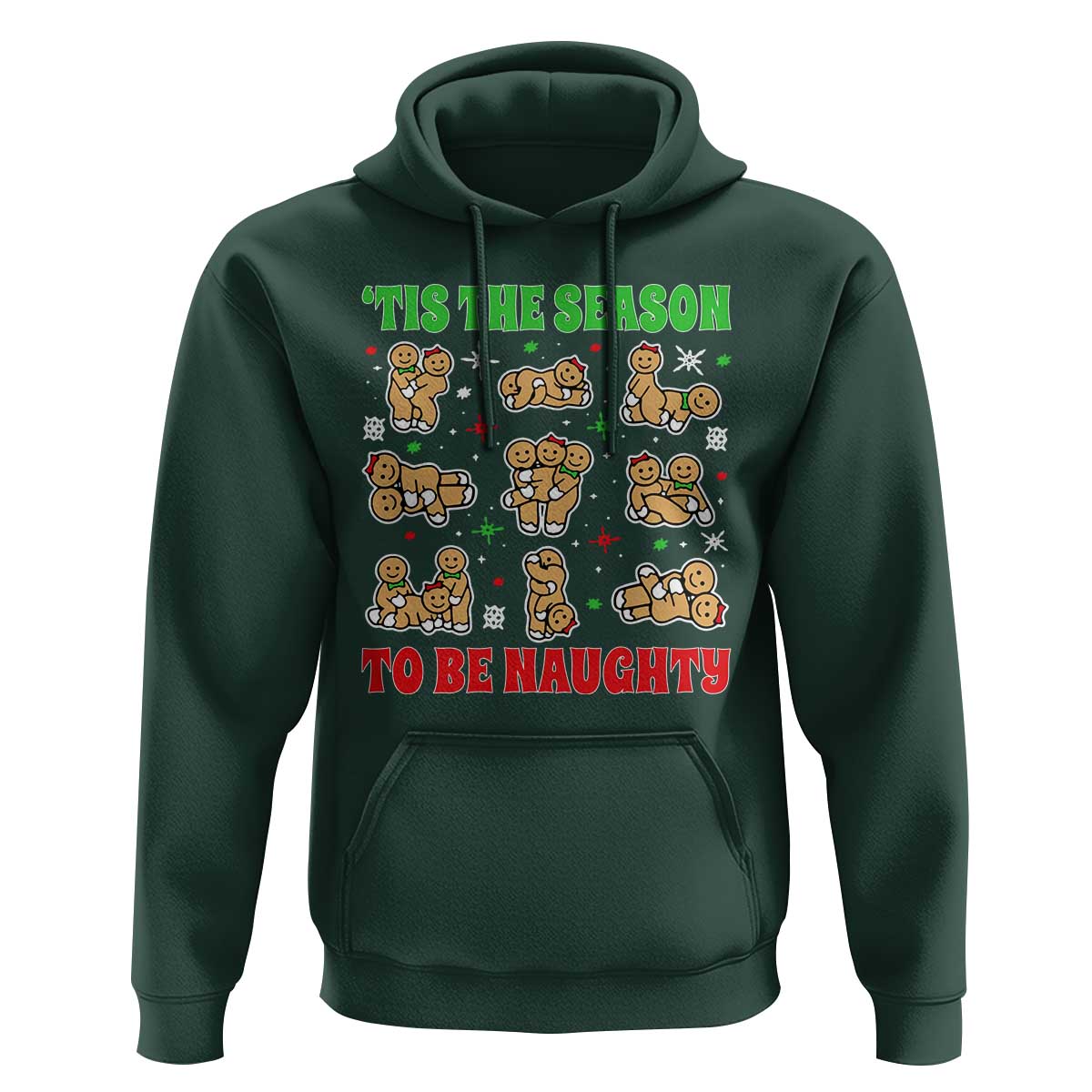 Funny Xmas Tis The Season To Be Naughty Hoodie Xmas Adult Humor Gingerbread - Wonder Print Shop