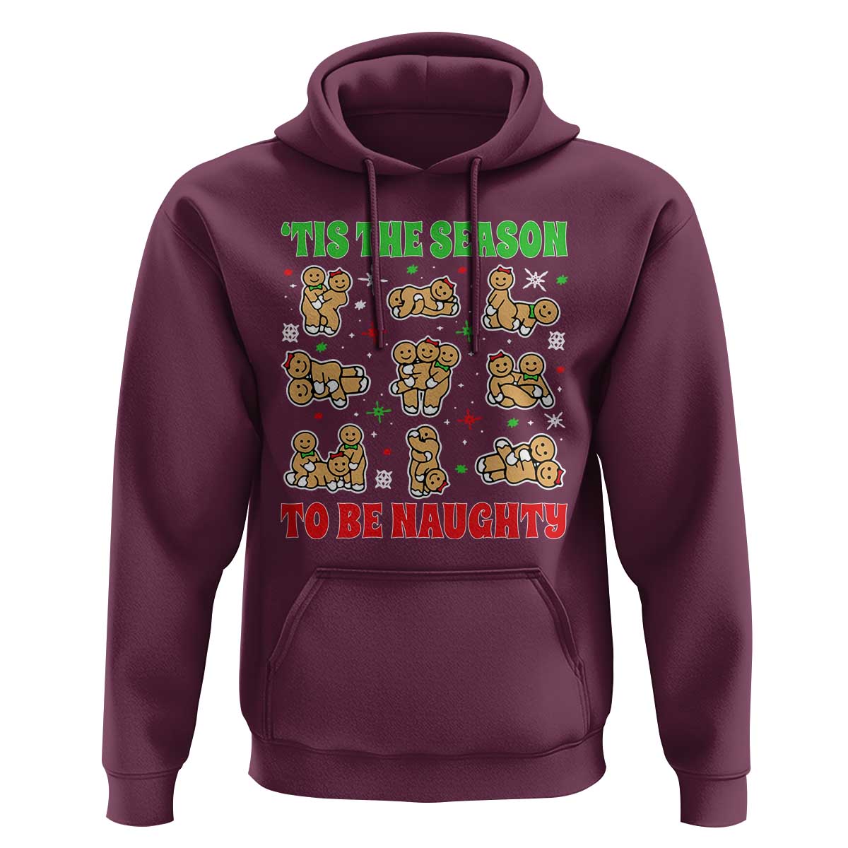 Funny Xmas Tis The Season To Be Naughty Hoodie Xmas Adult Humor Gingerbread - Wonder Print Shop