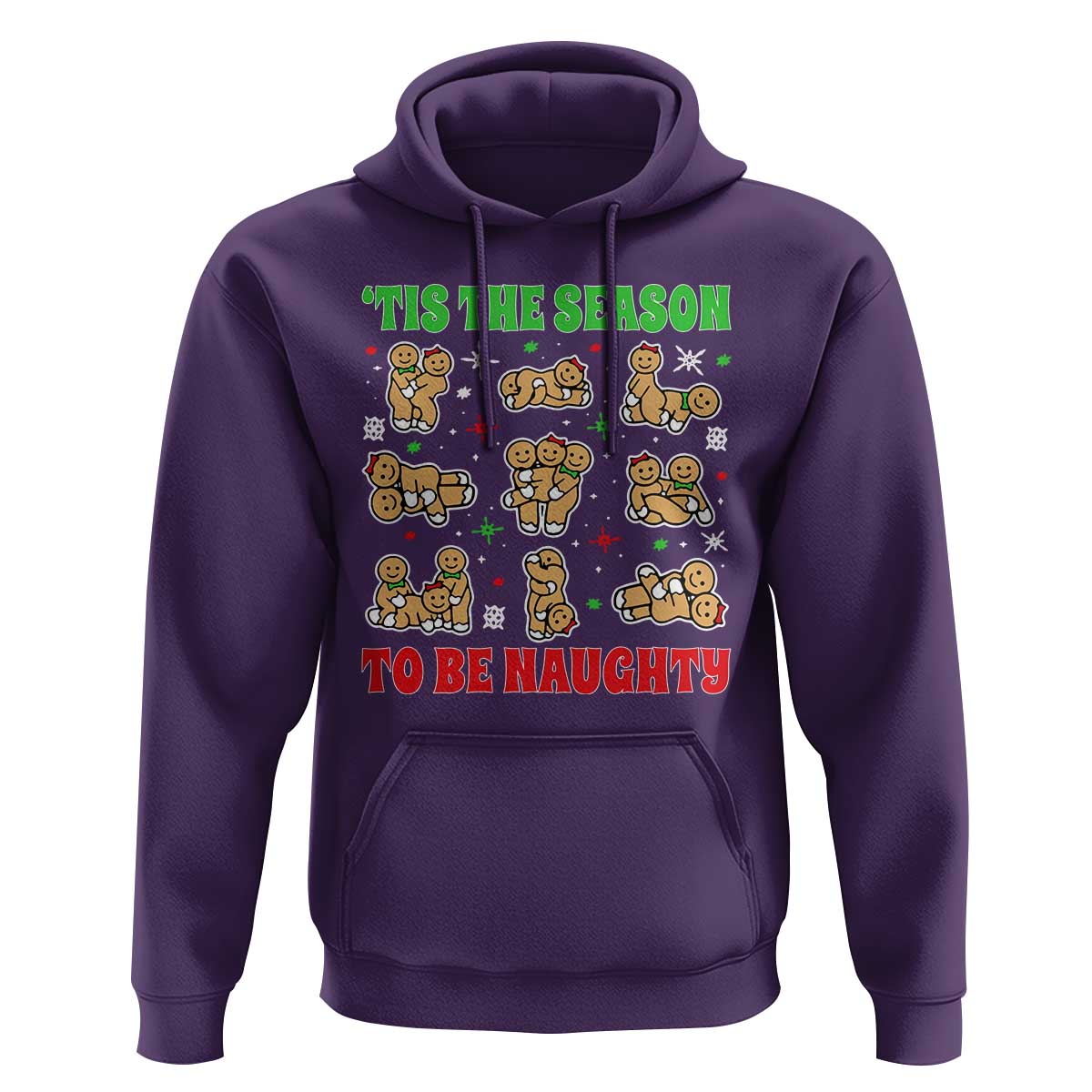 Funny Xmas Tis The Season To Be Naughty Hoodie Xmas Adult Humor Gingerbread - Wonder Print Shop