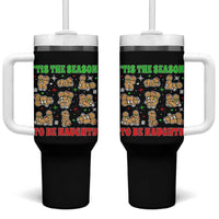 Funny Xmas Tis The Season To Be Naughty Tumbler With Handle Xmas Adult Humor Gingerbread - Wonder Print Shop