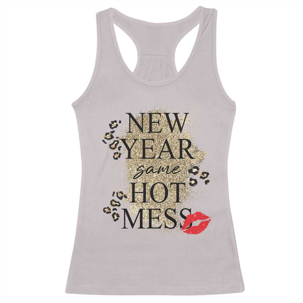 Funny New Year Same Hot Mess Racerback Tank Top New Year's Eve Resolutions Red Lips