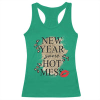 Funny New Year Same Hot Mess Racerback Tank Top New Year's Eve Resolutions Red Lips