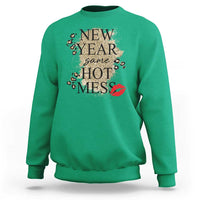 Funny New Year Same Hot Mess Sweatshirt New Year's Eve Resolutions Red Lips - Wonder Print Shop