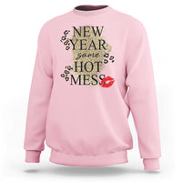 Funny New Year Same Hot Mess Sweatshirt New Year's Eve Resolutions Red Lips - Wonder Print Shop