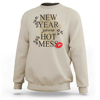 Funny New Year Same Hot Mess Sweatshirt New Year's Eve Resolutions Red Lips - Wonder Print Shop