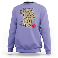 Funny New Year Same Hot Mess Sweatshirt New Year's Eve Resolutions Red Lips - Wonder Print Shop