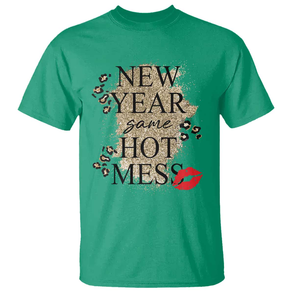 Funny New Year Same Hot Mess T Shirt New Year's Eve Resolutions Red Lips - Wonder Print Shop