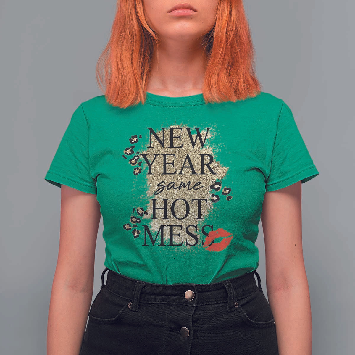 Funny New Year Same Hot Mess T Shirt For Women New Year's Eve Resolutions Red Lips - Wonder Print Shop