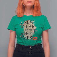 Funny New Year Same Hot Mess T Shirt For Women New Year's Eve Resolutions Red Lips - Wonder Print Shop