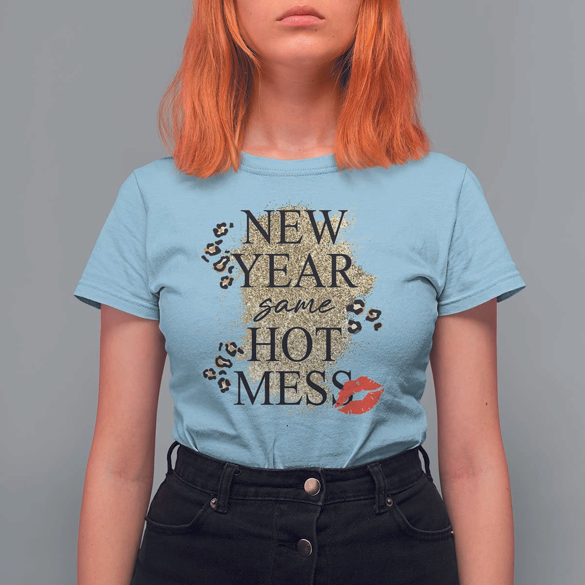 Funny New Year Same Hot Mess T Shirt For Women New Year's Eve Resolutions Red Lips - Wonder Print Shop