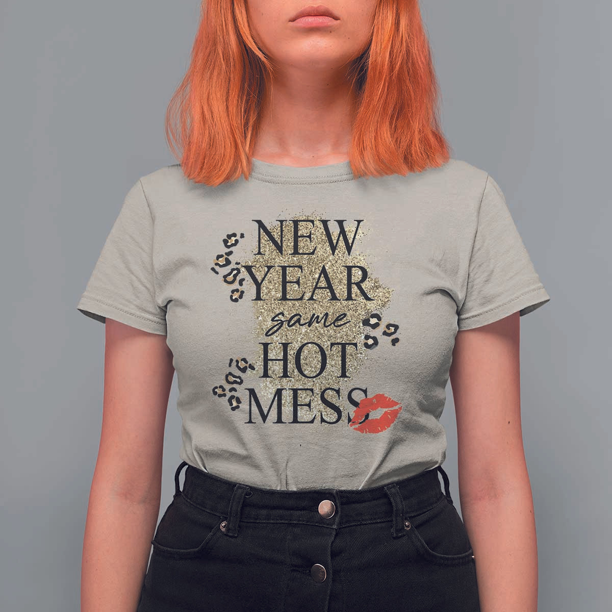 Funny New Year Same Hot Mess T Shirt For Women New Year's Eve Resolutions Red Lips - Wonder Print Shop