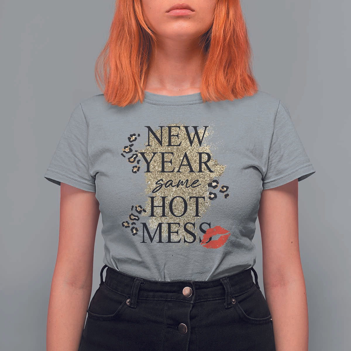 Funny New Year Same Hot Mess T Shirt For Women New Year's Eve Resolutions Red Lips - Wonder Print Shop