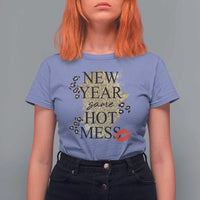 Funny New Year Same Hot Mess T Shirt For Women New Year's Eve Resolutions Red Lips - Wonder Print Shop