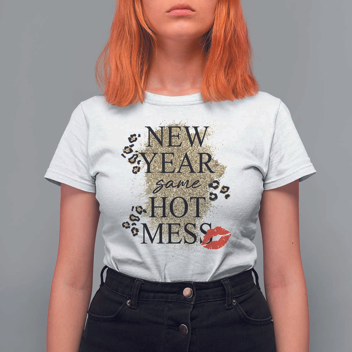 Funny New Year Same Hot Mess T Shirt For Women New Year's Eve Resolutions Red Lips - Wonder Print Shop