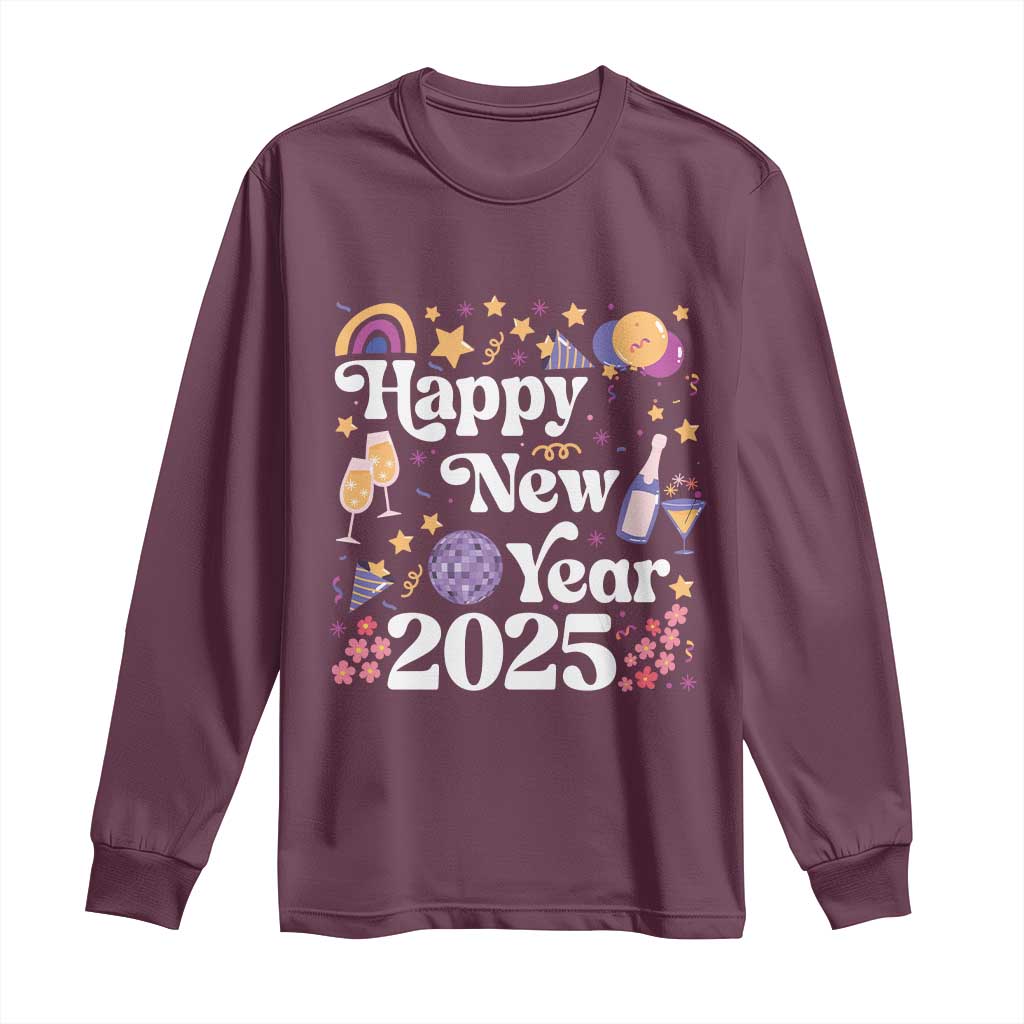 Happy New Year 2025 Long Sleeve Shirt Cute New Year's Eve Party