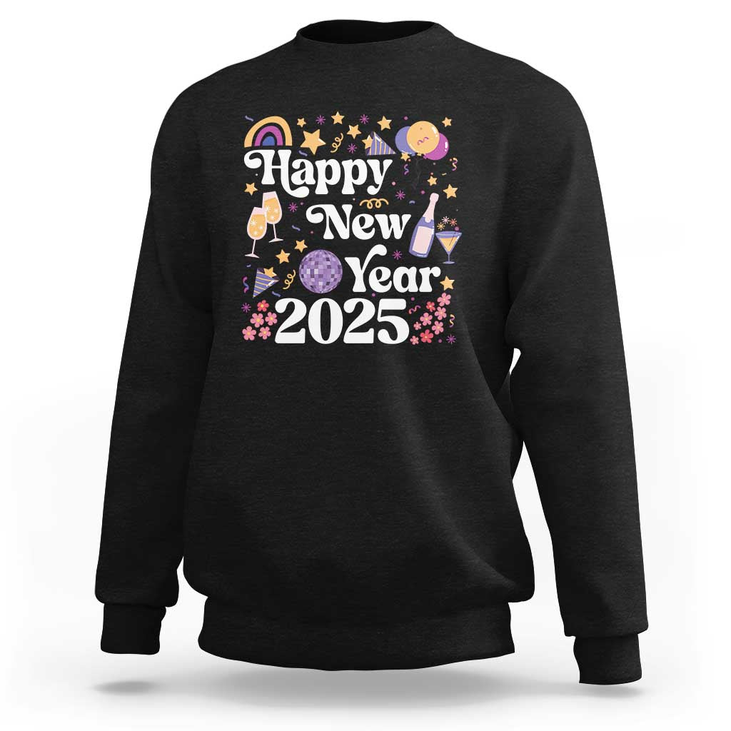 Happy New Year 2025 Sweatshirt Cute New Year's Eve Party - Wonder Print Shop