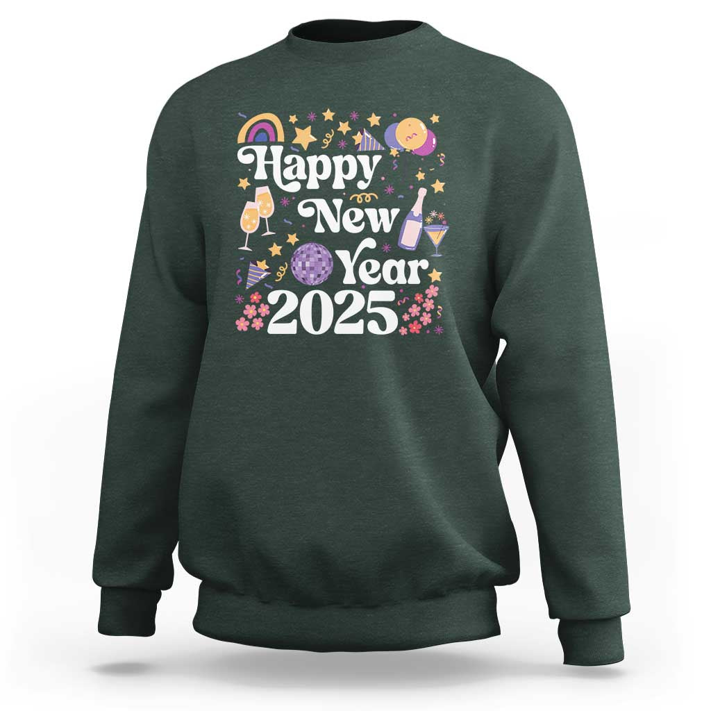 Happy New Year 2025 Sweatshirt Cute New Year's Eve Party - Wonder Print Shop