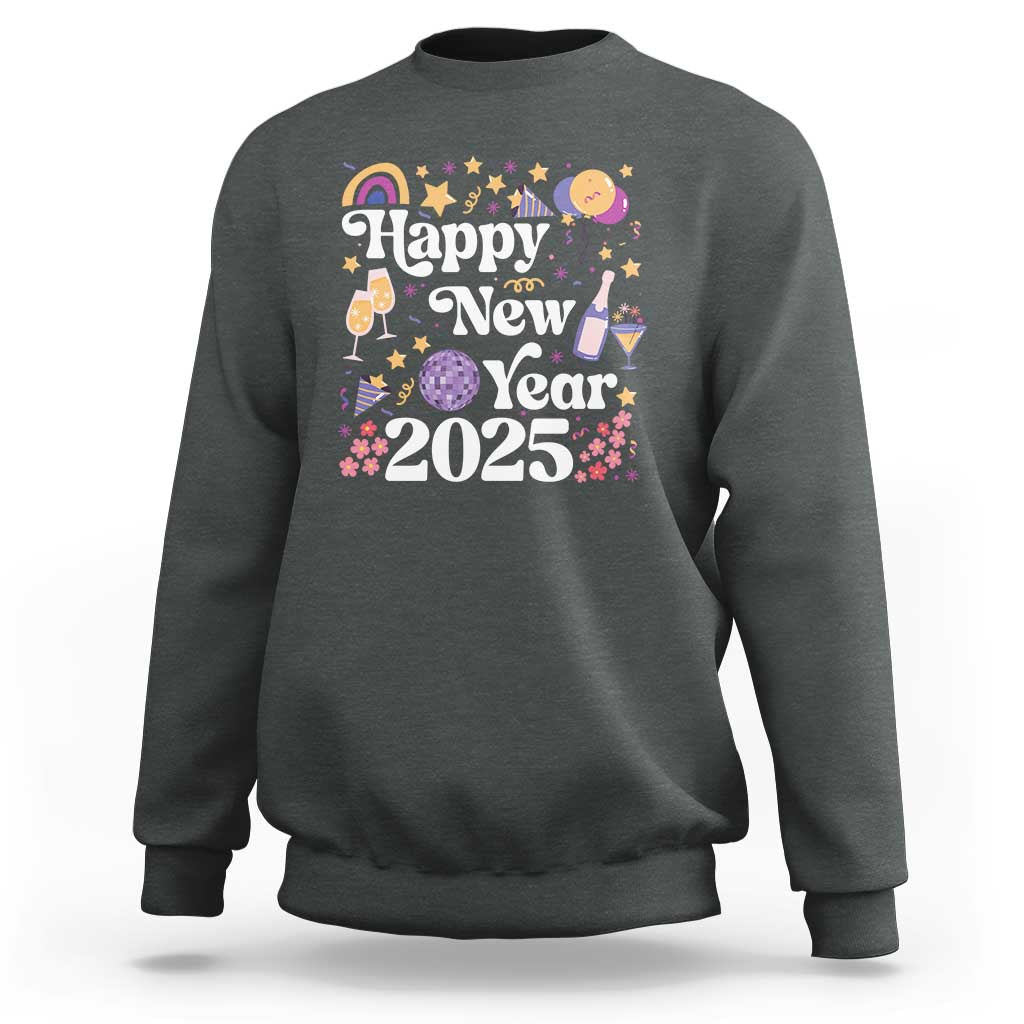 Happy New Year 2025 Sweatshirt Cute New Year's Eve Party - Wonder Print Shop