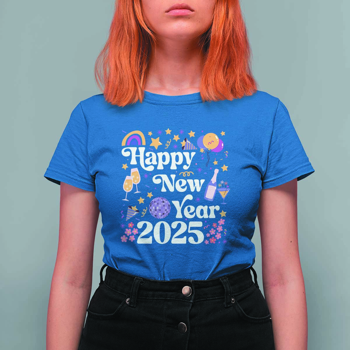 Happy New Year 2025 T Shirt For Women Cute New Year's Eve Party - Wonder Print Shop