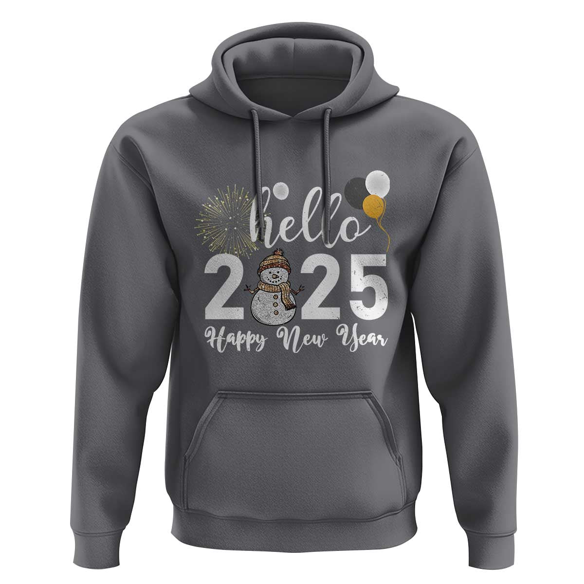 Hello 2025 Happy New Year Hoodie Snowman Firework New Year's Eve