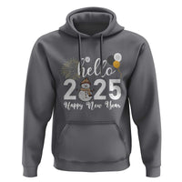 Hello 2025 Happy New Year Hoodie Snowman Firework New Year's Eve