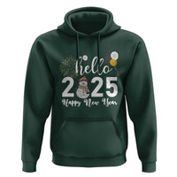 Hello 2025 Happy New Year Hoodie Snowman Firework New Year's Eve