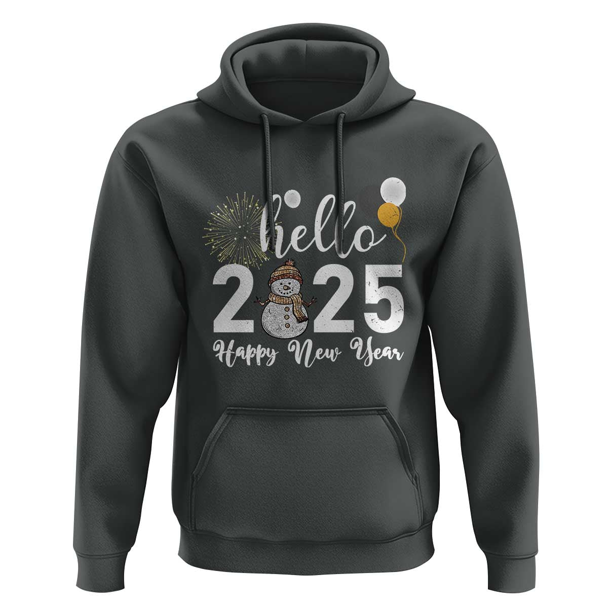 Hello 2025 Happy New Year Hoodie Snowman Firework New Year's Eve