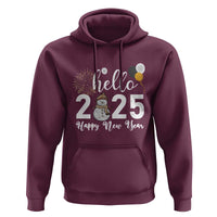 Hello 2025 Happy New Year Hoodie Snowman Firework New Year's Eve
