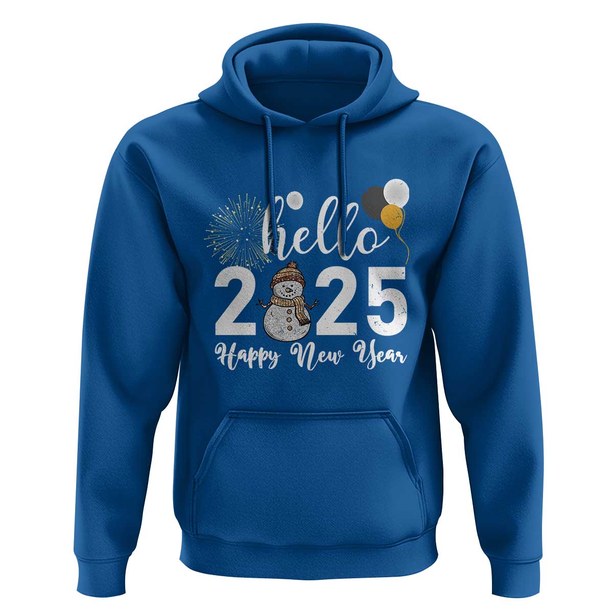 Hello 2025 Happy New Year Hoodie Snowman Firework New Year's Eve