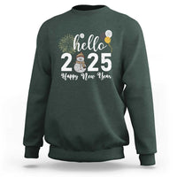 Hello 2025 Happy New Year Sweatshirt Snowman Firework New Year's Eve - Wonder Print Shop