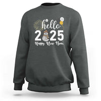 Hello 2025 Happy New Year Sweatshirt Snowman Firework New Year's Eve - Wonder Print Shop