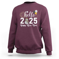 Hello 2025 Happy New Year Sweatshirt Snowman Firework New Year's Eve - Wonder Print Shop