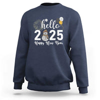 Hello 2025 Happy New Year Sweatshirt Snowman Firework New Year's Eve - Wonder Print Shop