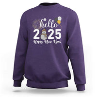 Hello 2025 Happy New Year Sweatshirt Snowman Firework New Year's Eve - Wonder Print Shop
