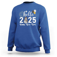 Hello 2025 Happy New Year Sweatshirt Snowman Firework New Year's Eve - Wonder Print Shop