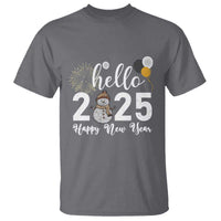 Hello 2025 Happy New Year T Shirt Snowman Firework New Year's Eve - Wonder Print Shop