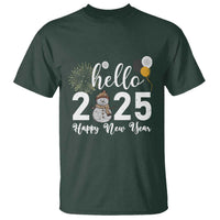 Hello 2025 Happy New Year T Shirt Snowman Firework New Year's Eve - Wonder Print Shop