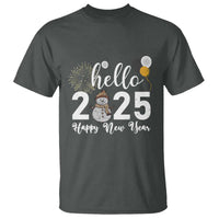 Hello 2025 Happy New Year T Shirt Snowman Firework New Year's Eve - Wonder Print Shop
