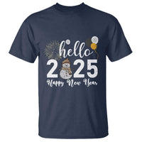 Hello 2025 Happy New Year T Shirt Snowman Firework New Year's Eve - Wonder Print Shop