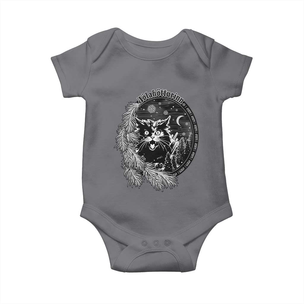 Funny Yule Black Cat Mistletoe Jolakotturinn Baby Onesie