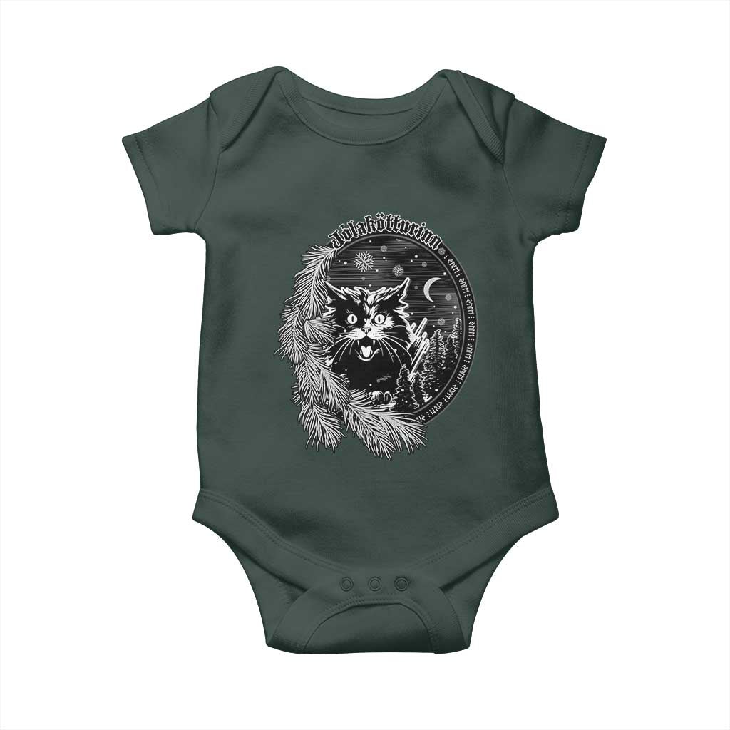 Funny Yule Black Cat Mistletoe Jolakotturinn Baby Onesie