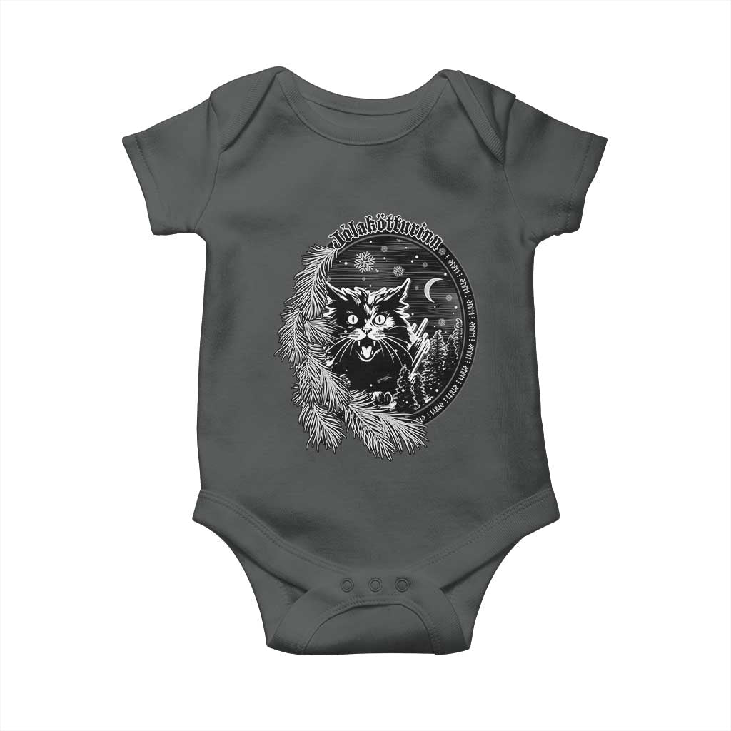 Funny Yule Black Cat Mistletoe Jolakotturinn Baby Onesie