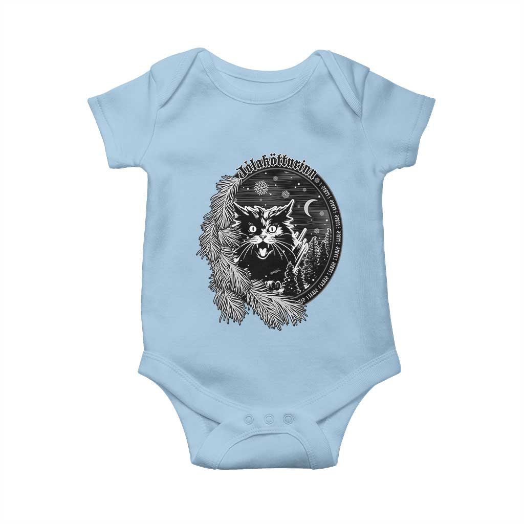 Funny Yule Black Cat Mistletoe Jolakotturinn Baby Onesie