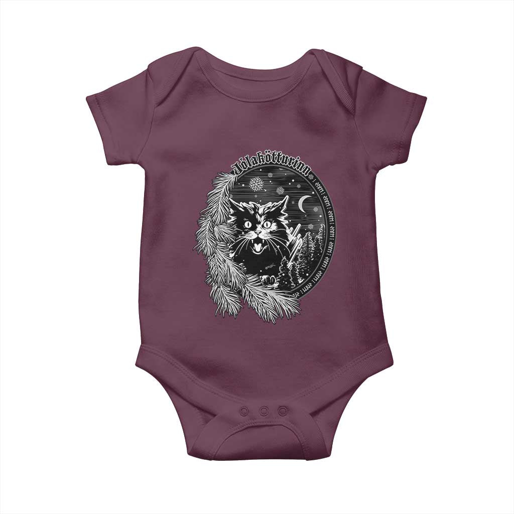 Funny Yule Black Cat Mistletoe Jolakotturinn Baby Onesie