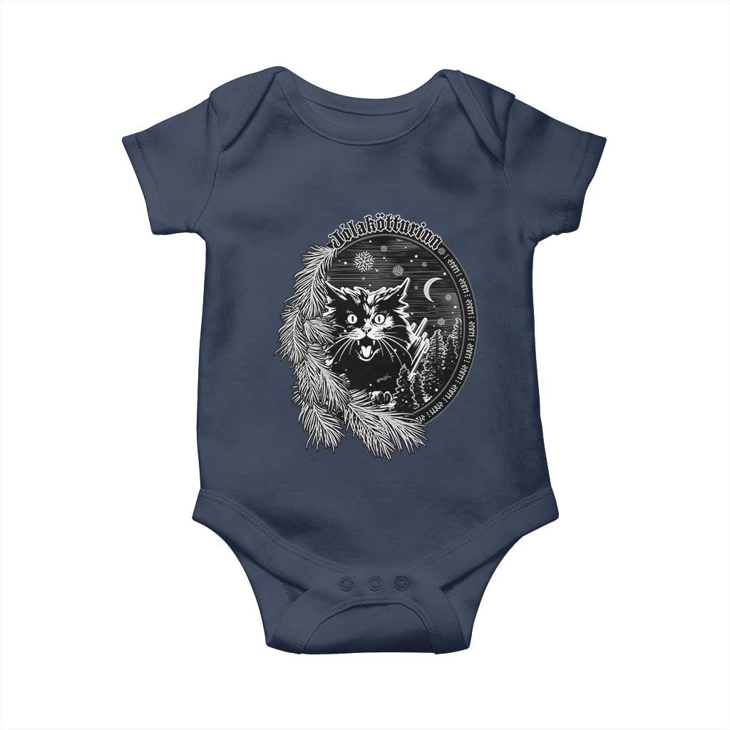 Funny Yule Black Cat Mistletoe Jolakotturinn Baby Onesie
