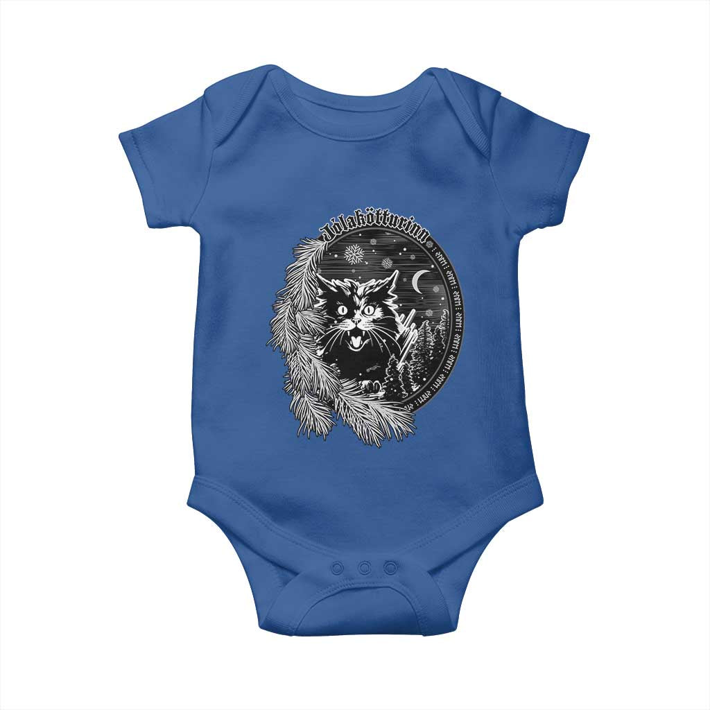 Funny Yule Black Cat Mistletoe Jolakotturinn Baby Onesie