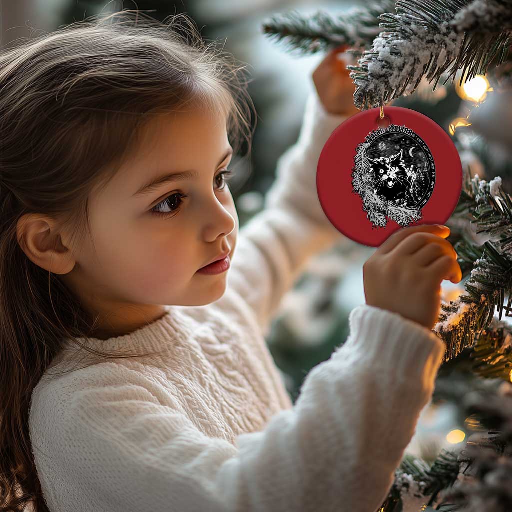 Funny Yule Black Cat Mistletoe Jolakotturinn Christmas Ornament - Wonder Print Shop