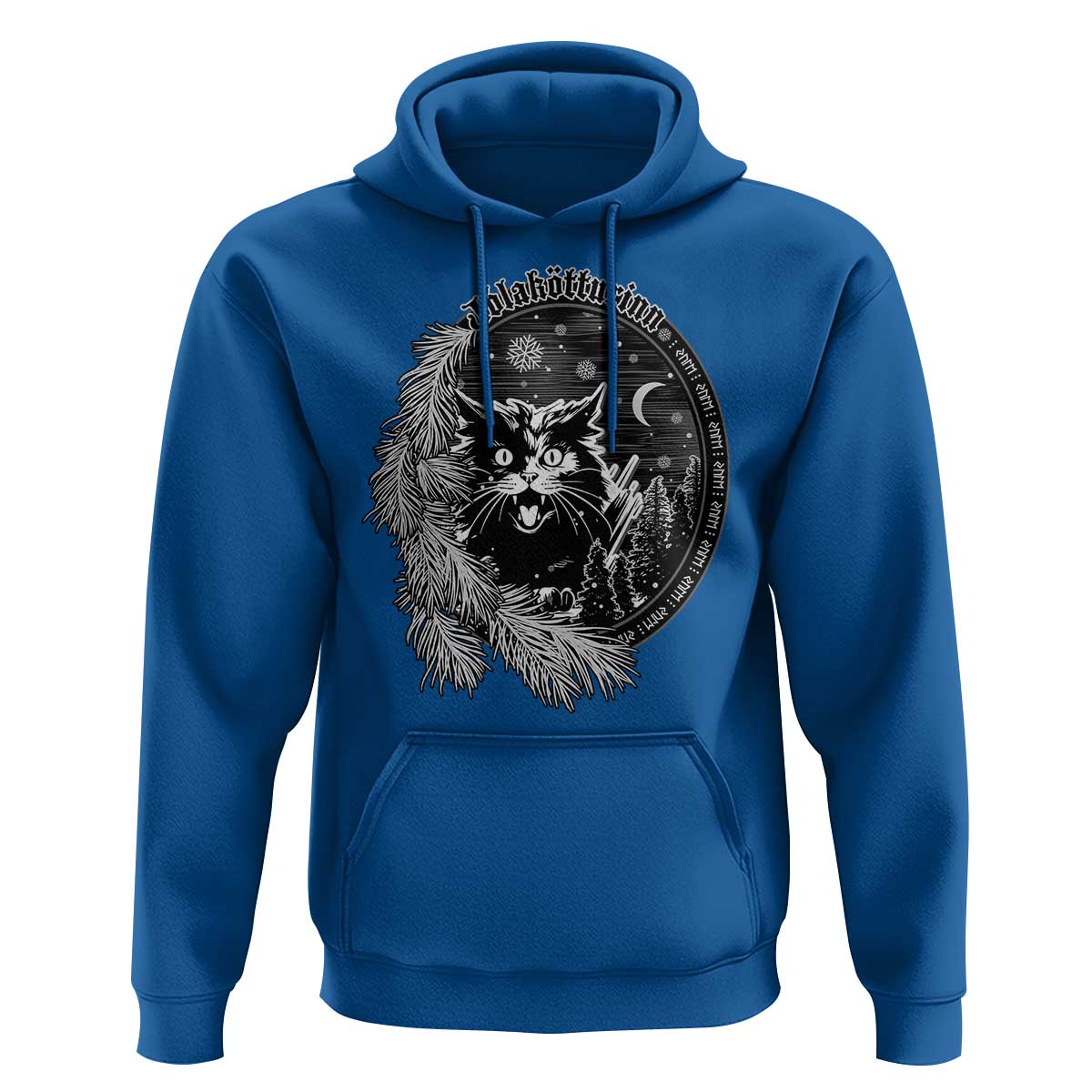Funny Yule Black Cat Mistletoe Jolakotturinn Hoodie